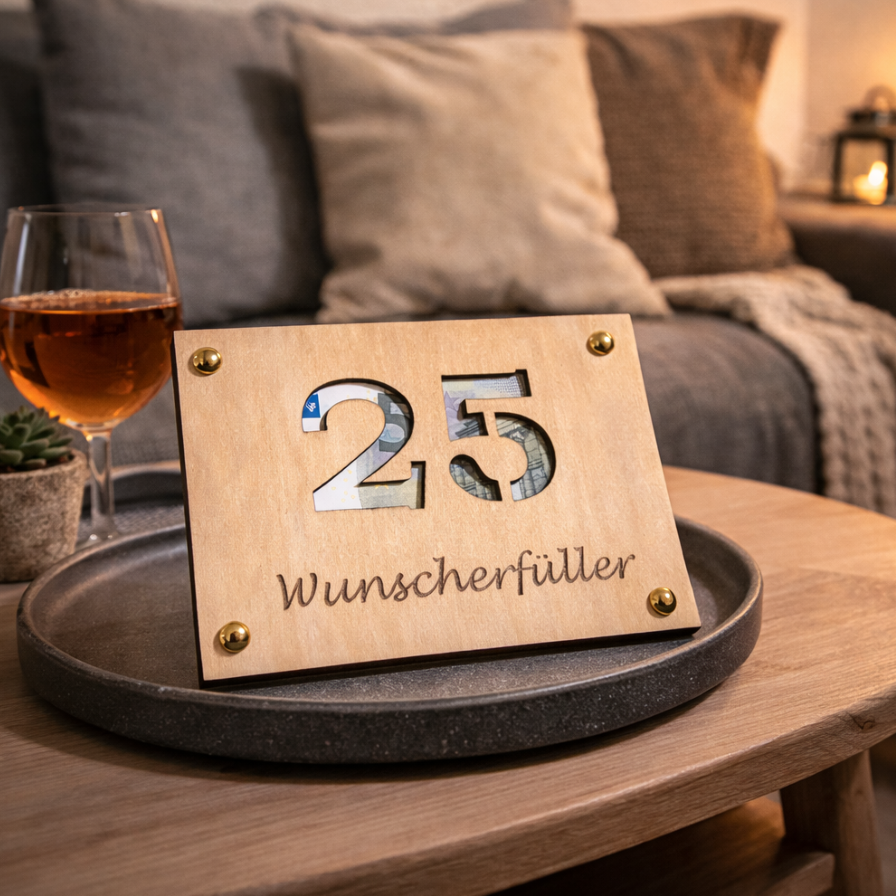 Geldgeschenk aus Holz personalisiert mit Jahreszahl – Wunscherfüller Geschenk für Geburtstag & Jubiläum