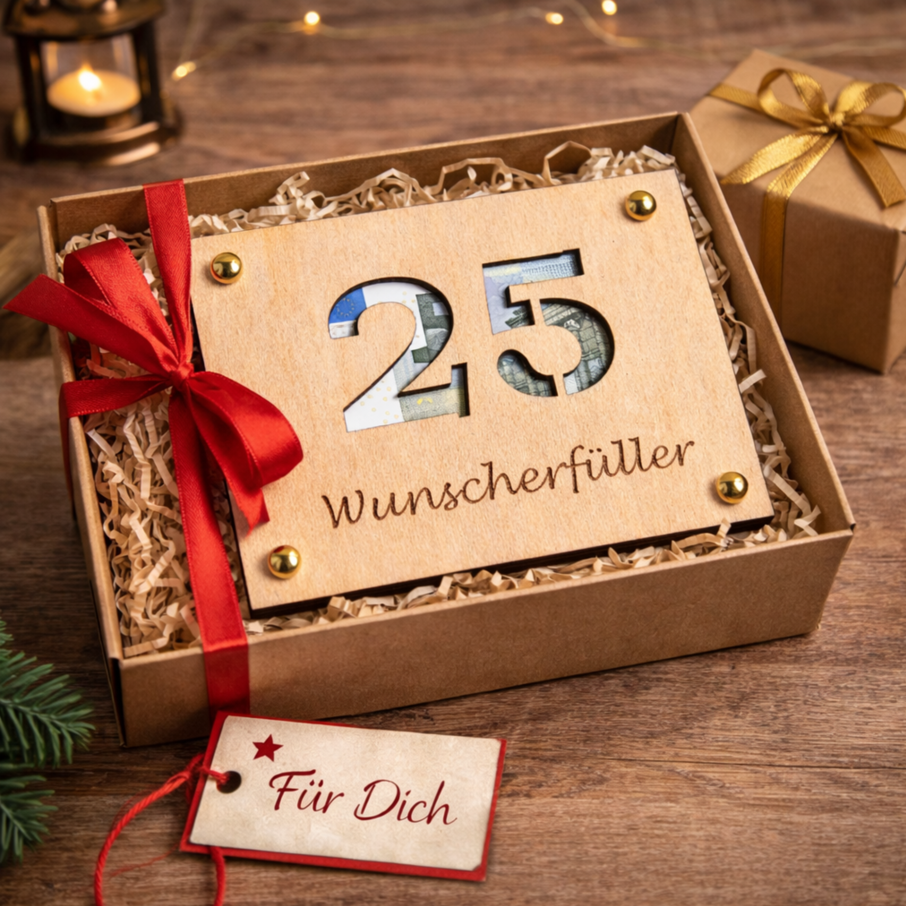 Geldgeschenk aus Holz personalisiert mit Jahreszahl – Wunscherfüller Geschenk für Geburtstag & Jubiläum