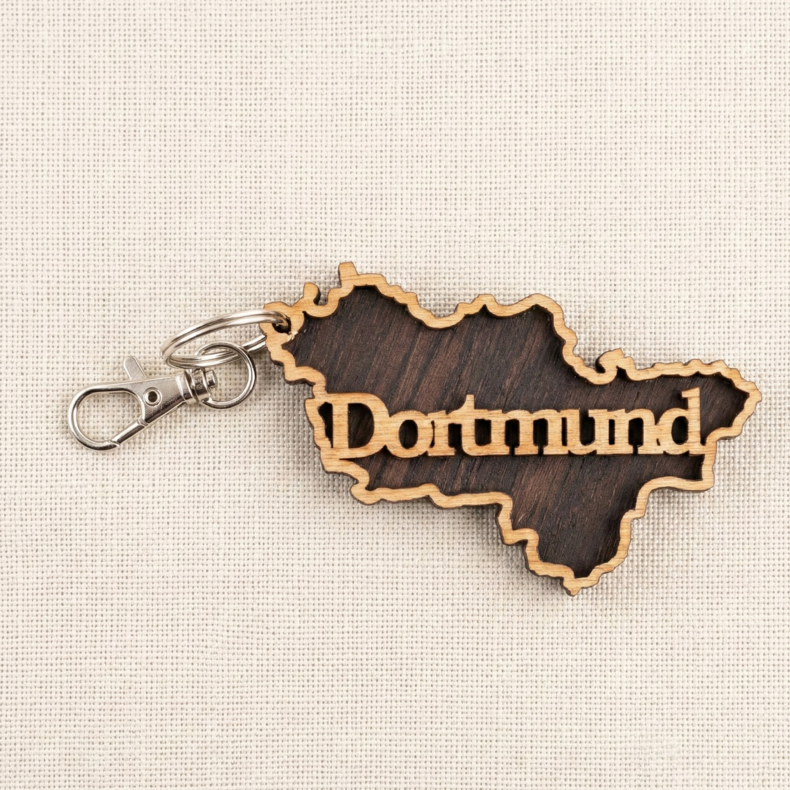 Personalisierter Ruhrpott Schlüsselanhänger mit Wunsch-Stadt – Holz Geschenk & 3er/5er Set