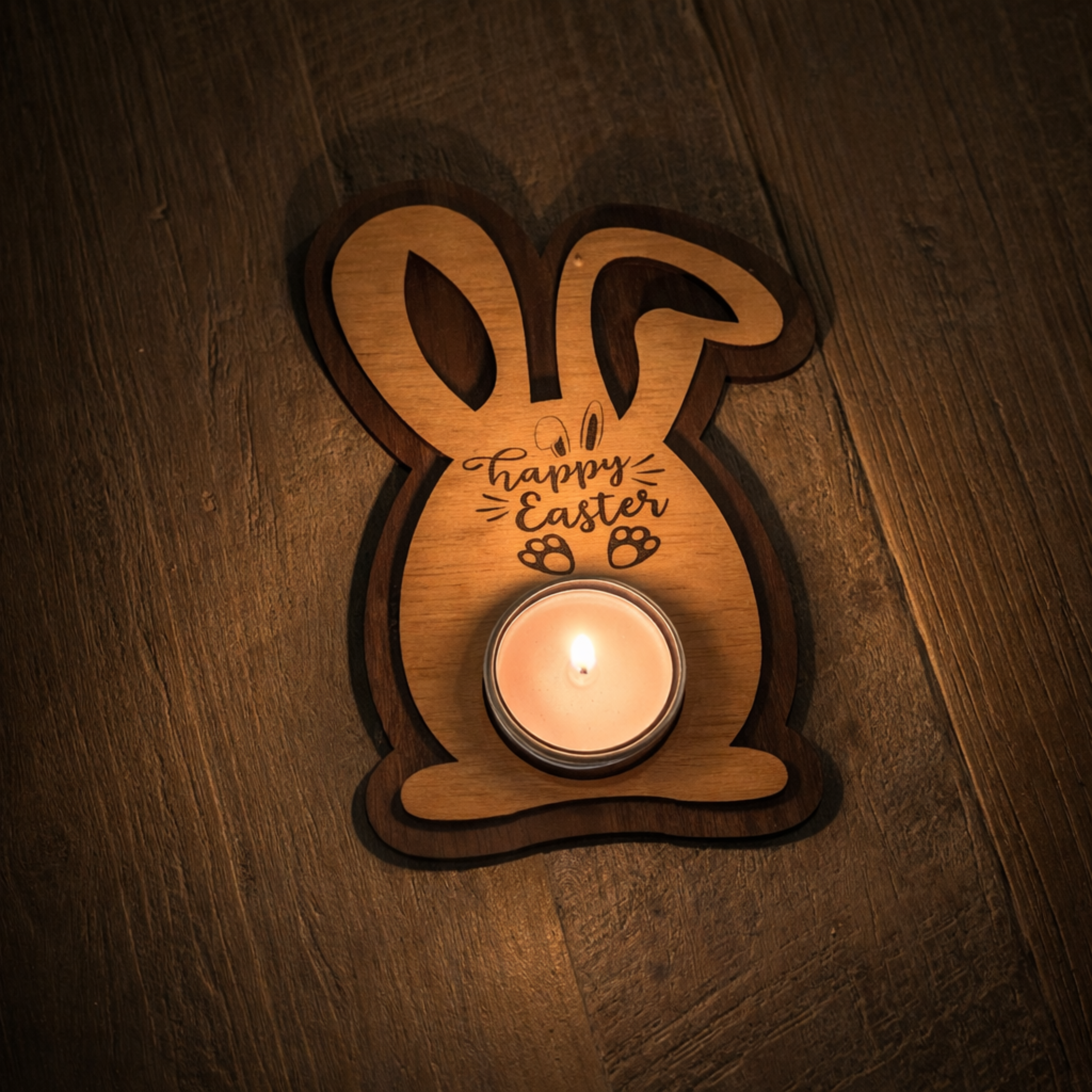 Oster Kerzenhalter Hase aus Holz – Osterdeko & Geschenk zu Ostern