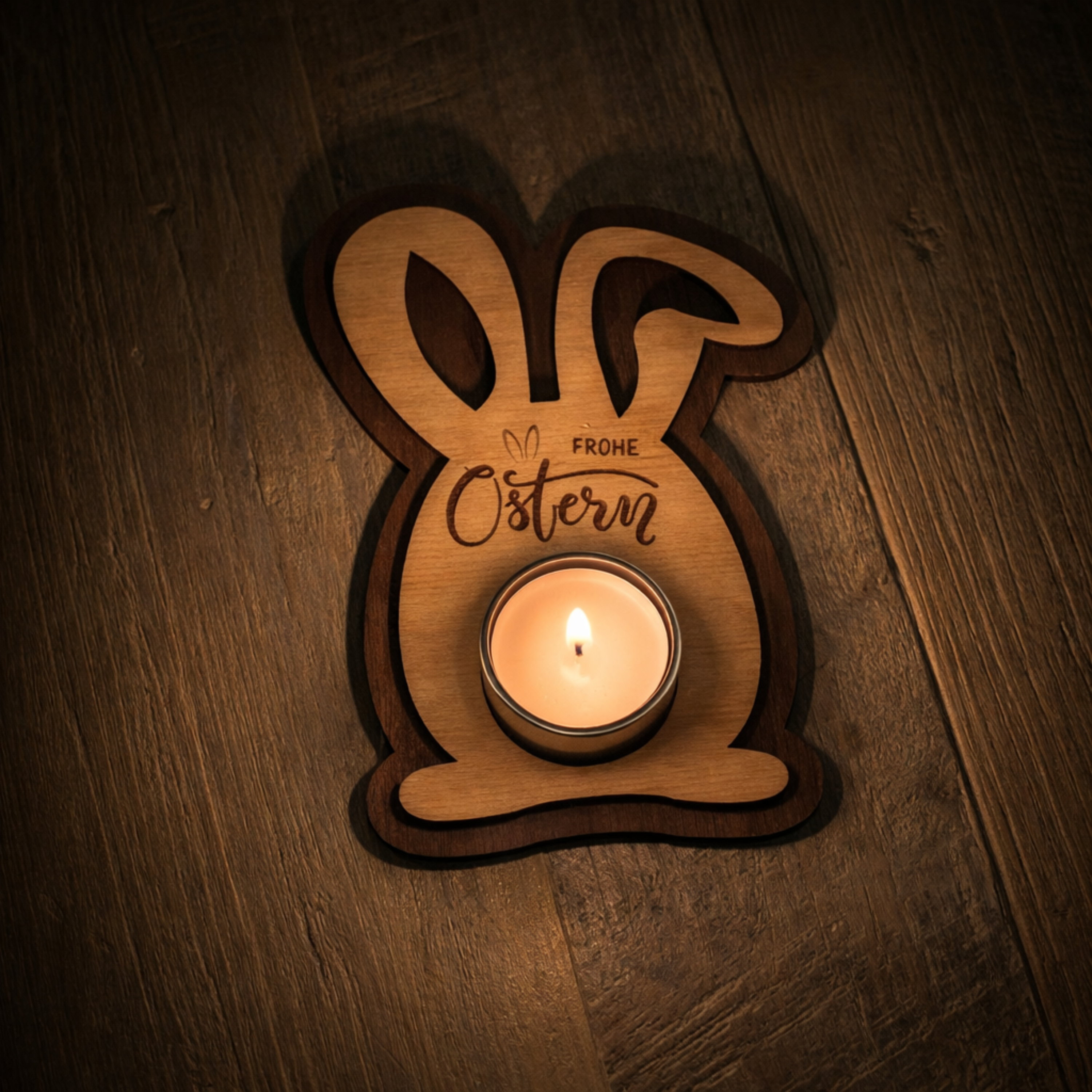 Oster Kerzenhalter Hase aus Holz – Osterdeko & Geschenk zu Ostern