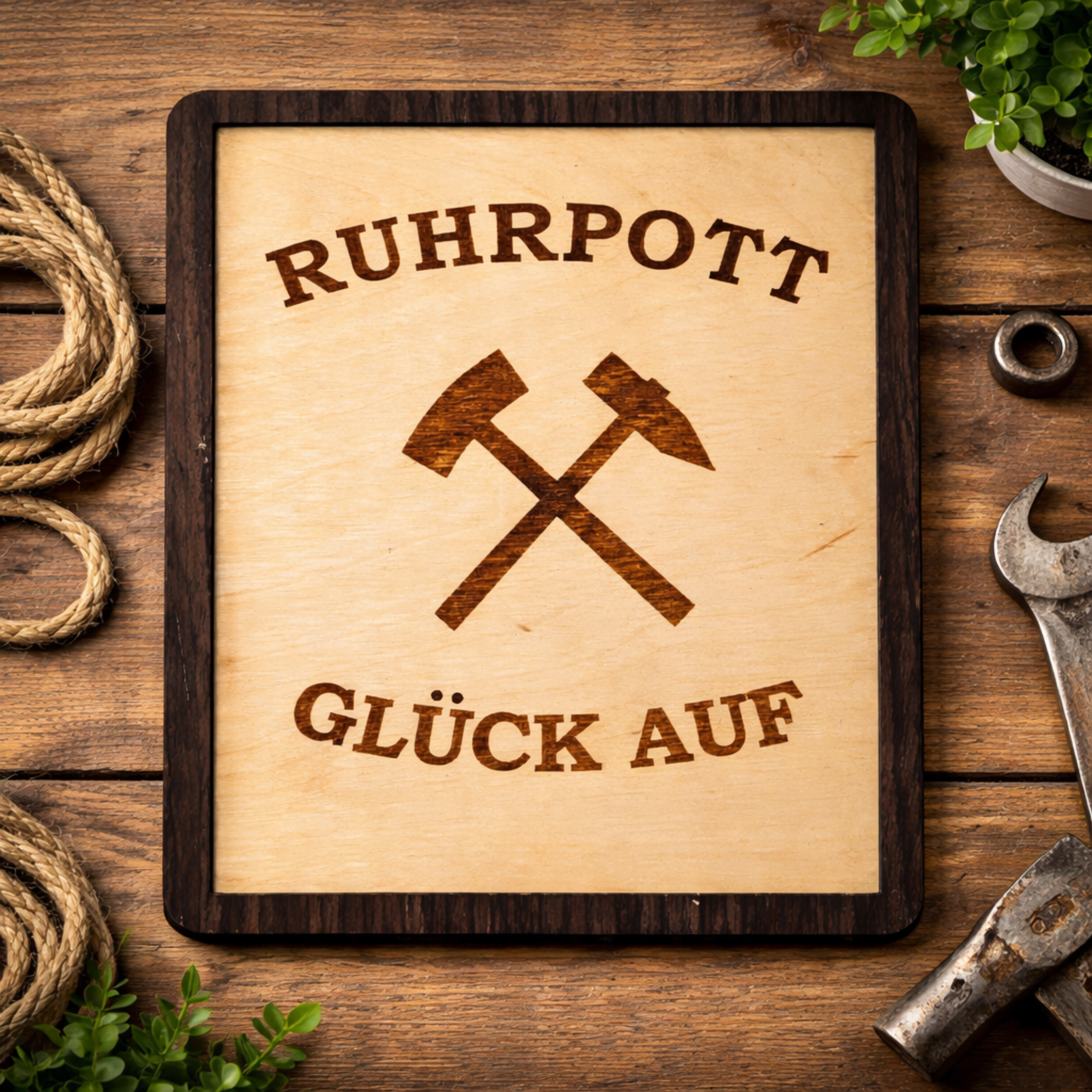 Ruhrpott Wandbild Holz – Bergbau Deko – Geschenk für Kumpel – Malocher Spruch