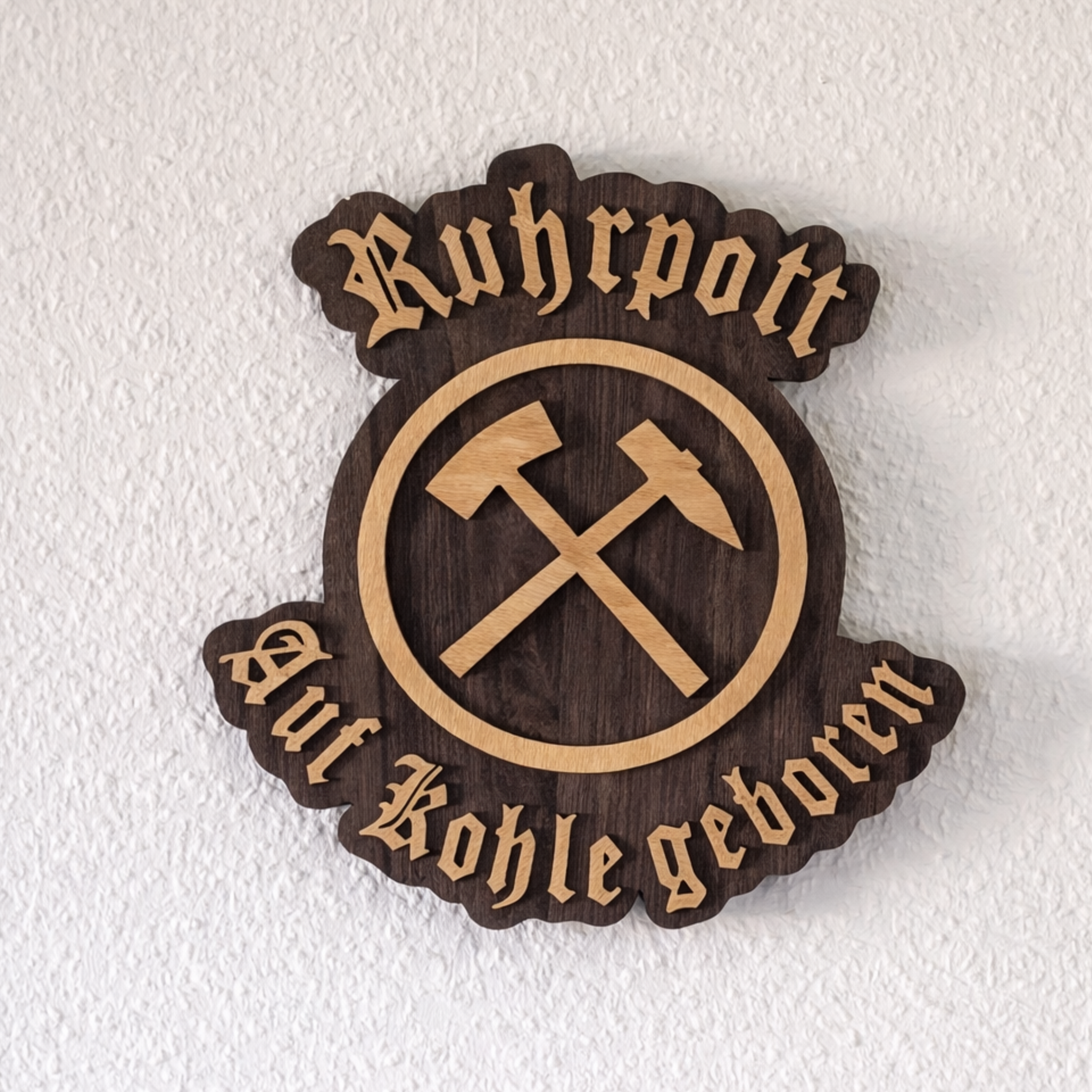 Ruhrpott LED Wandbild aus Holz – indirekt beleuchtet mit Timer | „Ruhrpott – Auf Kohle geboren“