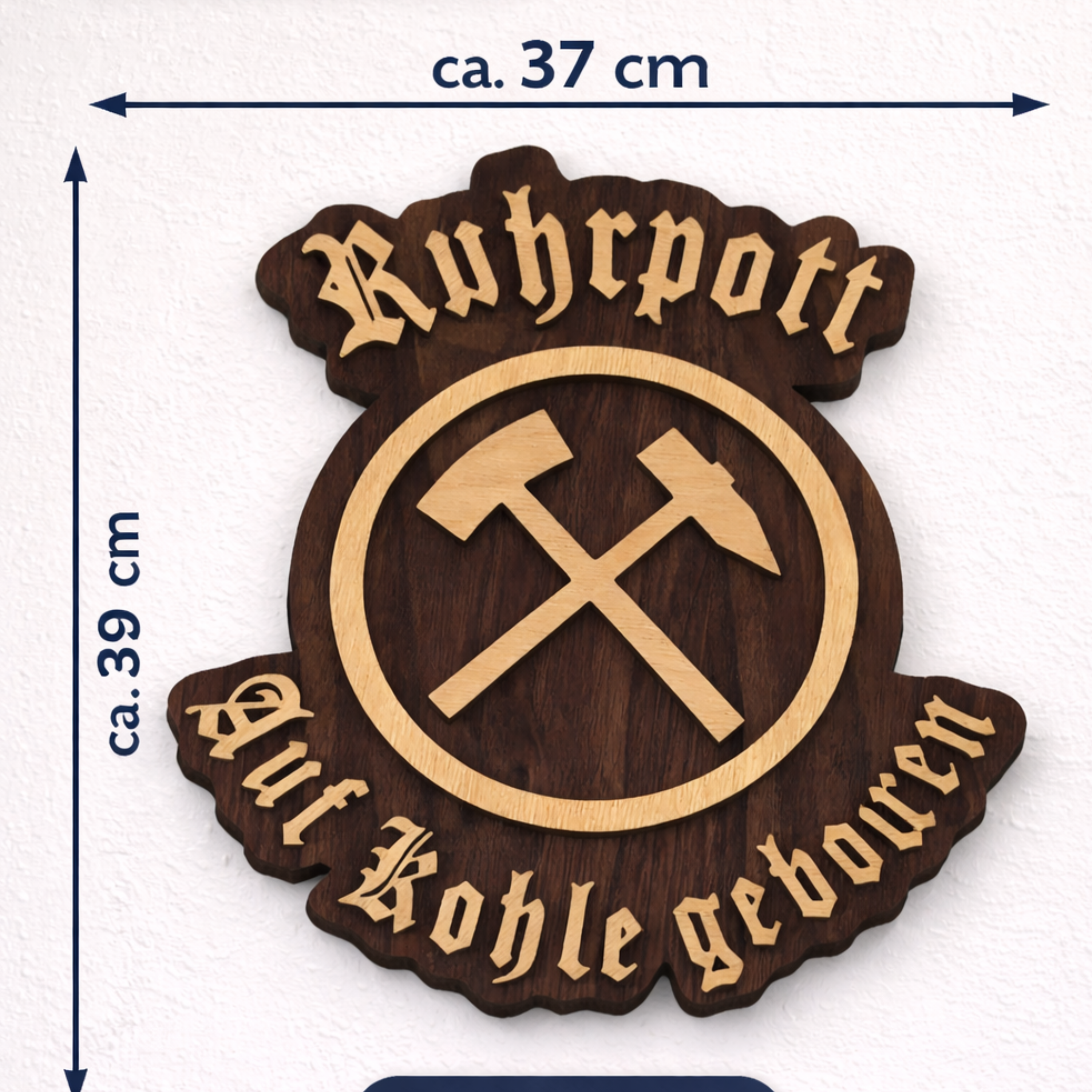 Ruhrpott LED Wandbild aus Holz – indirekt beleuchtet mit Timer | „Ruhrpott – Auf Kohle geboren“