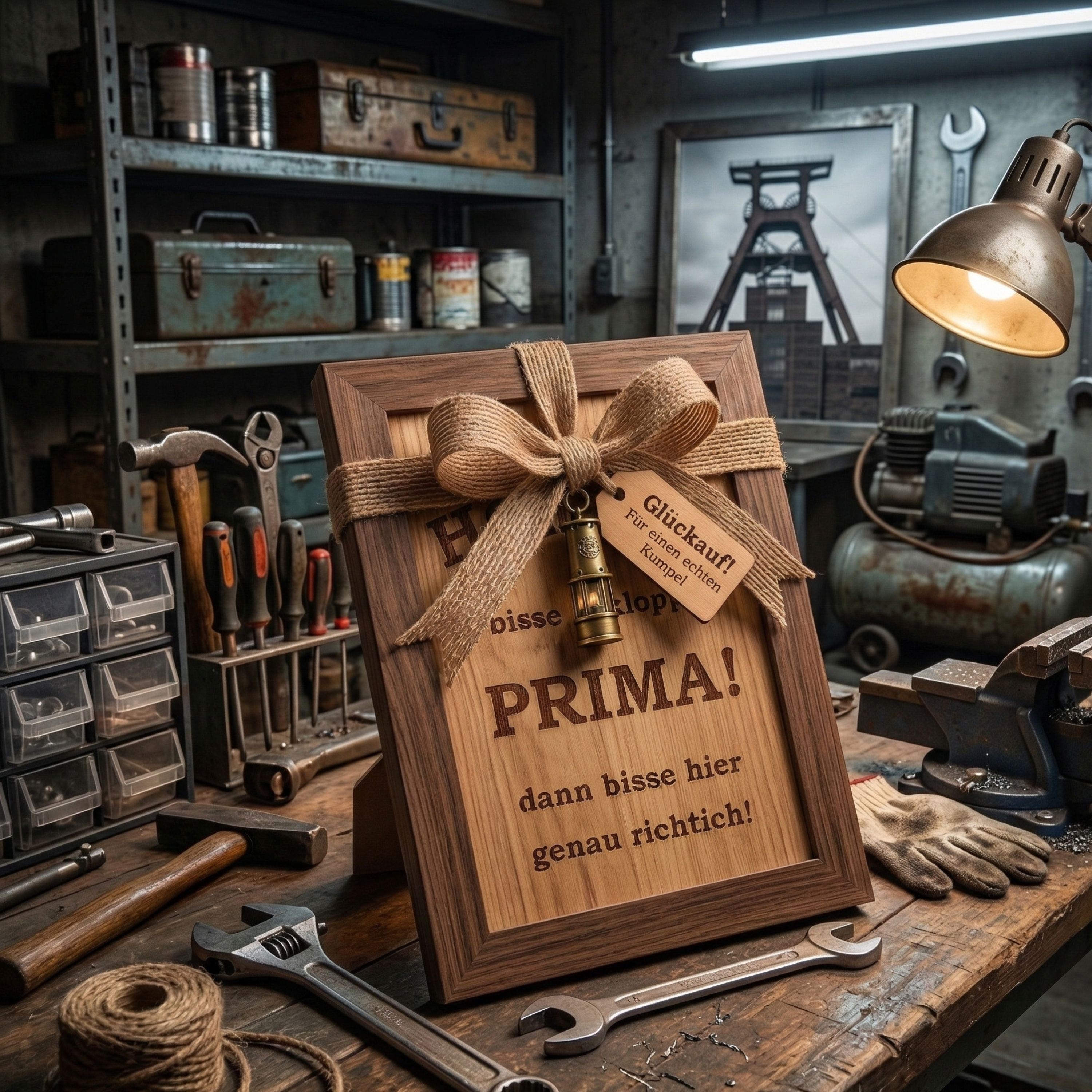 Ruhrpott Wandbild Holz – Bergbau Deko – Geschenk für Kumpel – Malocher Spruch